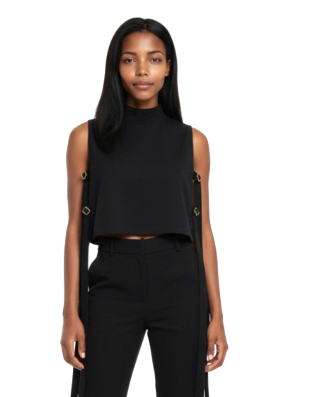 Black Open-Side Blouse for women
