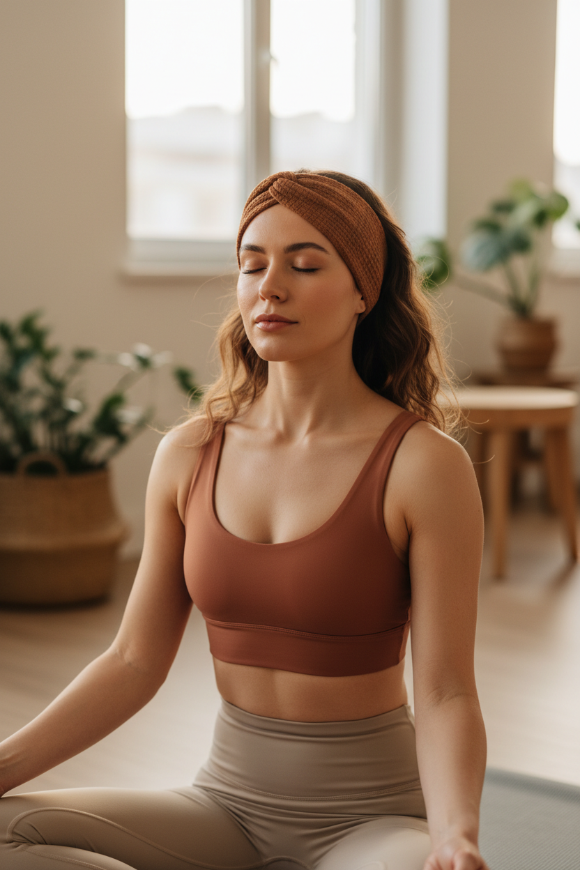 Brown Twisted Headband lifestyle editorial photo